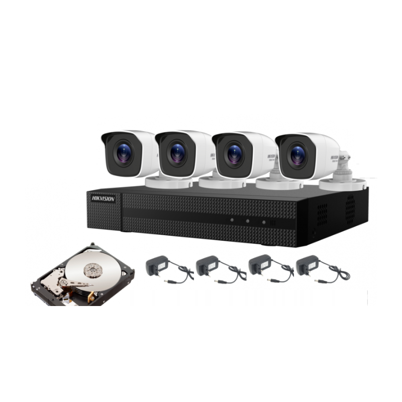 Kit videosorveglianza Hikvision DVR 4 canali 4 telecamere 2 megapixel