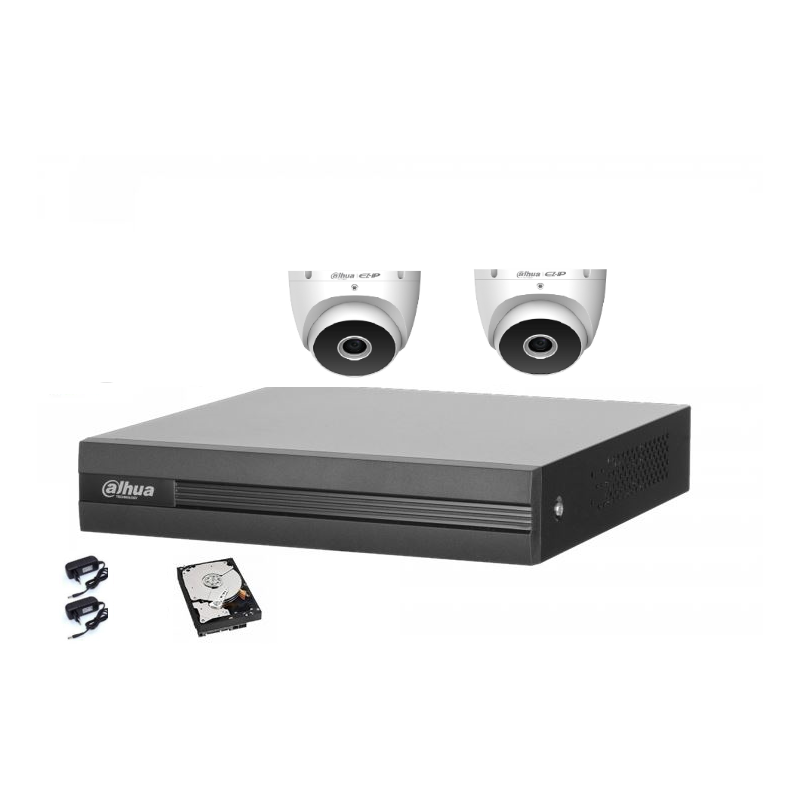 Kit videosorveglianza Dahua DVR 4 canali 2 telecamere 5 megapixel
