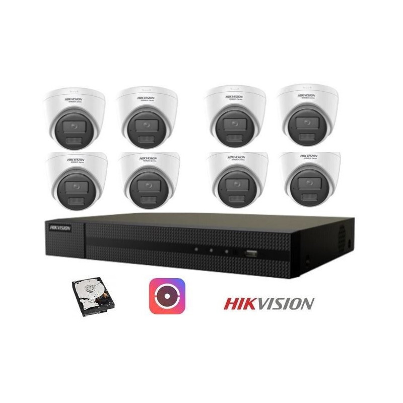 Kit Videosorveglianza Hikvision NVR poe 8 Canali telecamere dome 2 megapixel 500gB
