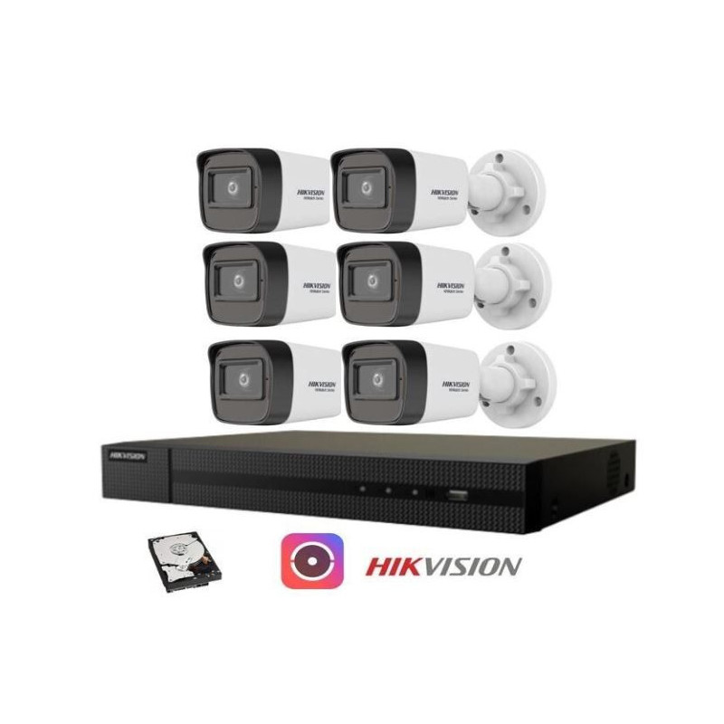 Kit Videosorveglianza Hikvision NVR poe 8 Canali 6 telecamere bullet 2mpx 500gB