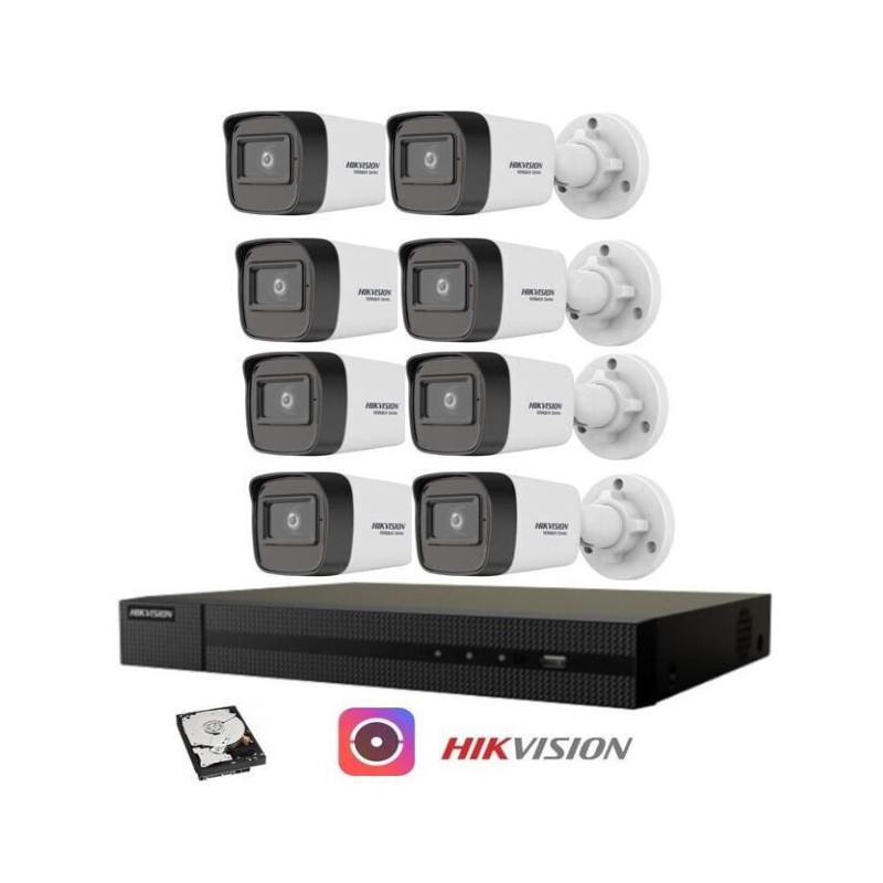 Kit Videosorveglianza Hikvision NVR poe 8 Canali telecamere bullet 2 megapixel 500gB