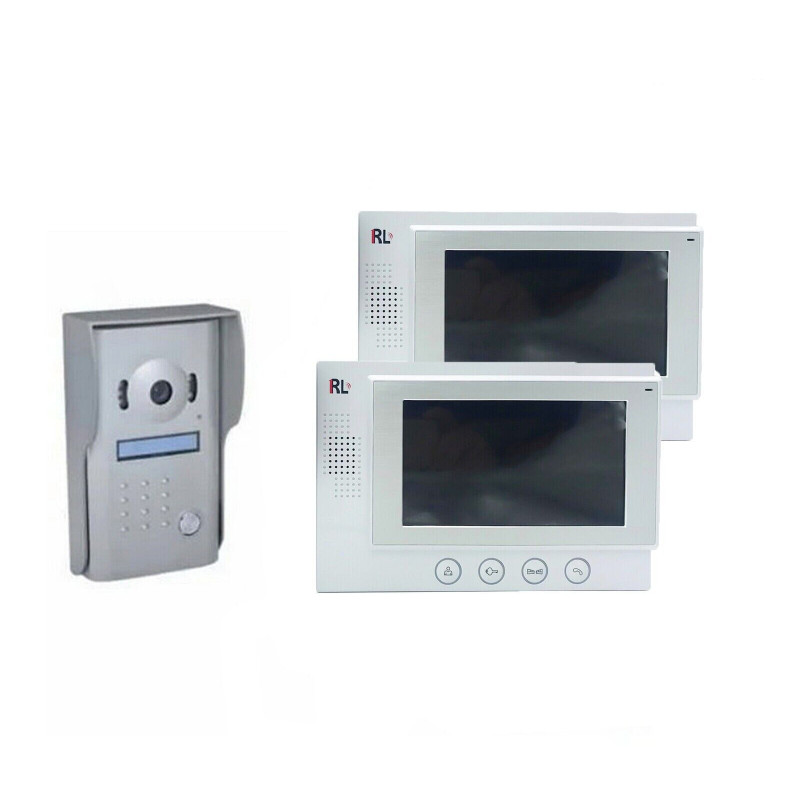Kit Videocitofono Doppio Bifamliare 2 Monitor LCD 7 pollici telecamera infrarossi