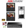 Kit videocitofono Hikvision IP PoE Intercom Villa bifamiliare Doppio Monitor 4,3" App Smart WIFI