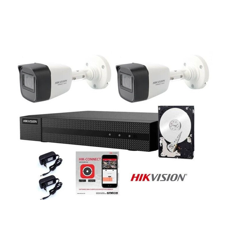 Kit Videsorveglianza Hikvision DVR 4 canali 2 Telecamere bullet 1 megapixel hdd 500gB
