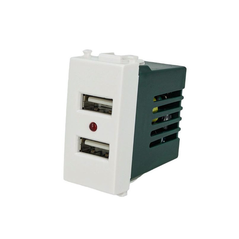 Modulo Caricatore 2 Porte USB 2,1A Bianco